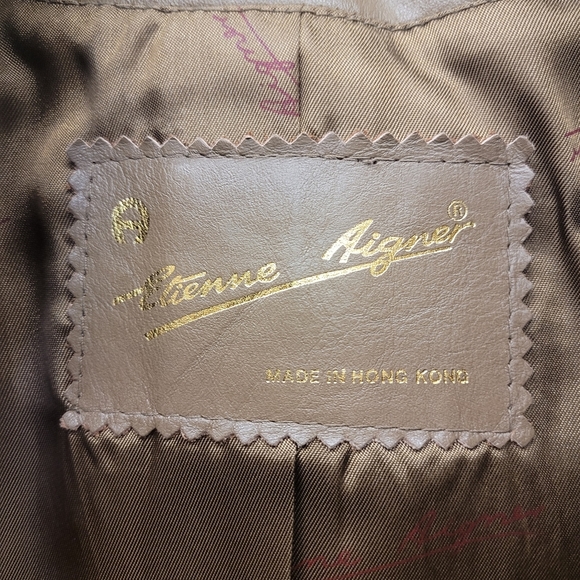 Etienne Aigner leather jacket tan 6P - Picture 3 of 5